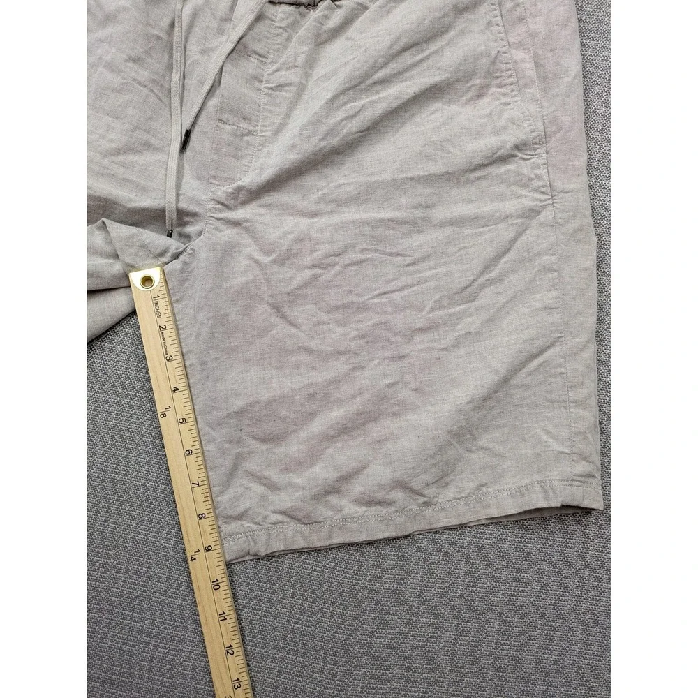 Vince Shorts Mens XXL Beige Linen Cotton Drawstring Elastic Waist Casual 9 In